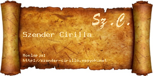 Szender Cirilla névjegykártya